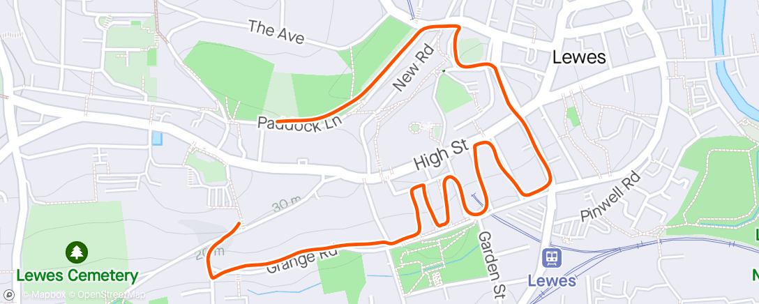 Map of the activity, Twittern hill sprints