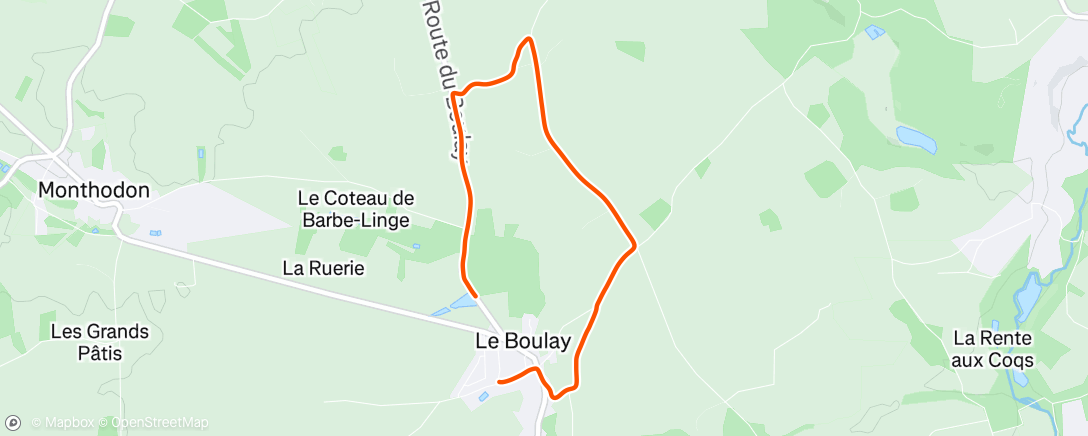 Map of the activity, Course à pied le midi