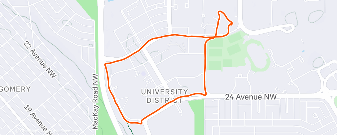 Map of the activity, Afternoon Run
