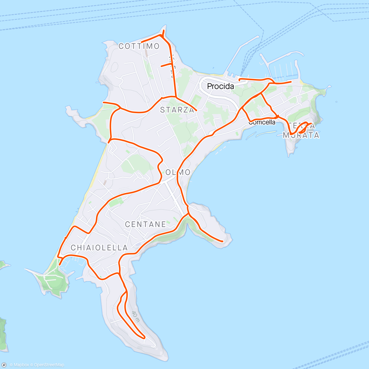 Map of the activity, Sortie en vélo électrique Île de Procida