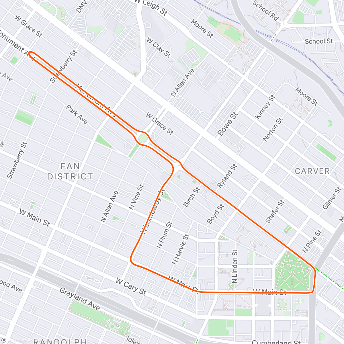 Map of the activity, Zwift - Pacer Group Ride: The Fan Flats in Richmond with Yumi