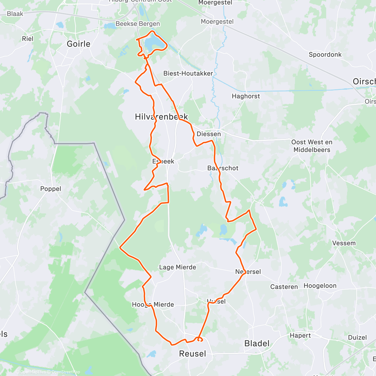 Map of the activity, Rondje Beekse Bergen 🚴🎅🏻🎄