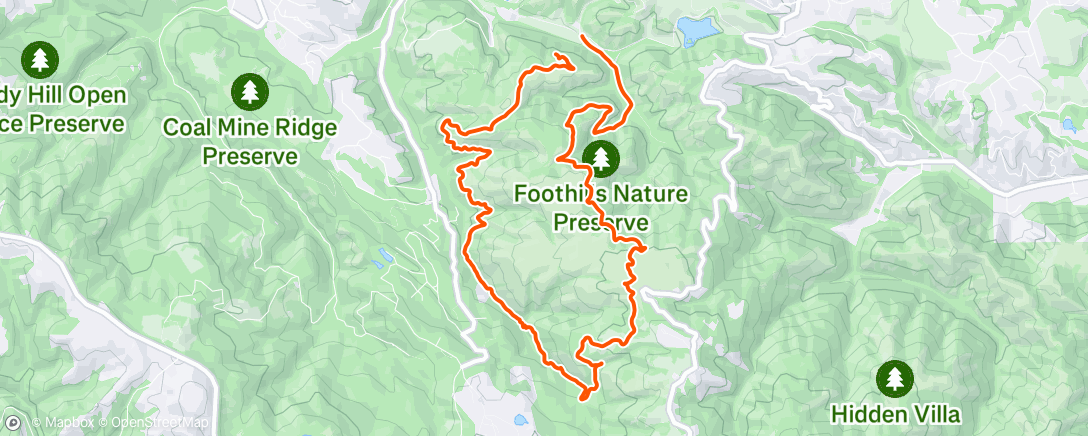 Map of the activity, Los Trancos Trail run