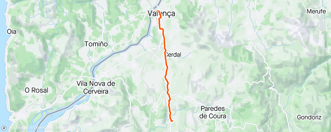 Mapa da atividade, Caminho de Santiago: Rubiães > Valença