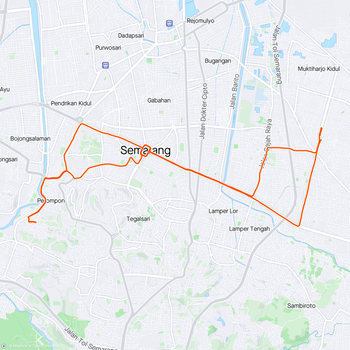 Map of the activity, Tuesday Morning Ride
Simp. 5 loop+ Gocapan