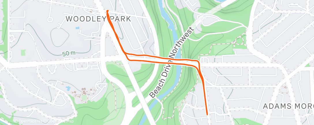 Map of the activity, Course à pied en soirée