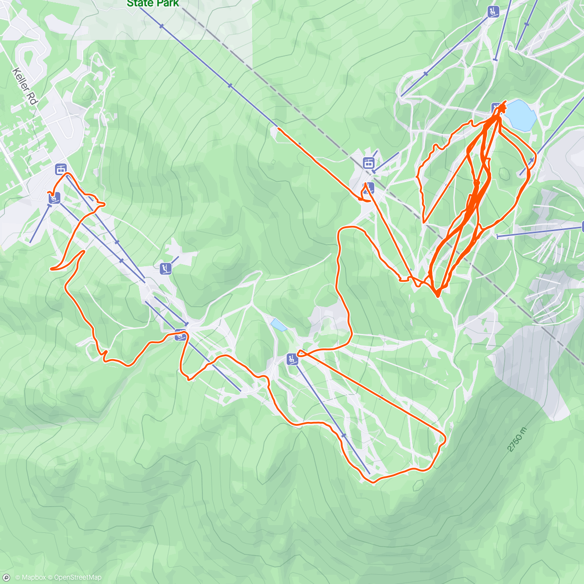 Map of the activity, Day 3 ski