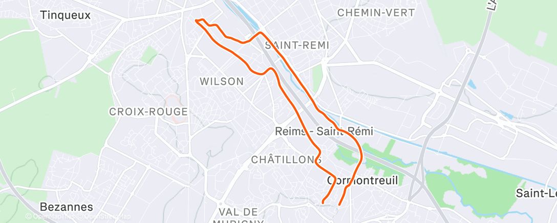 Map of the activity, Course à pied le matin