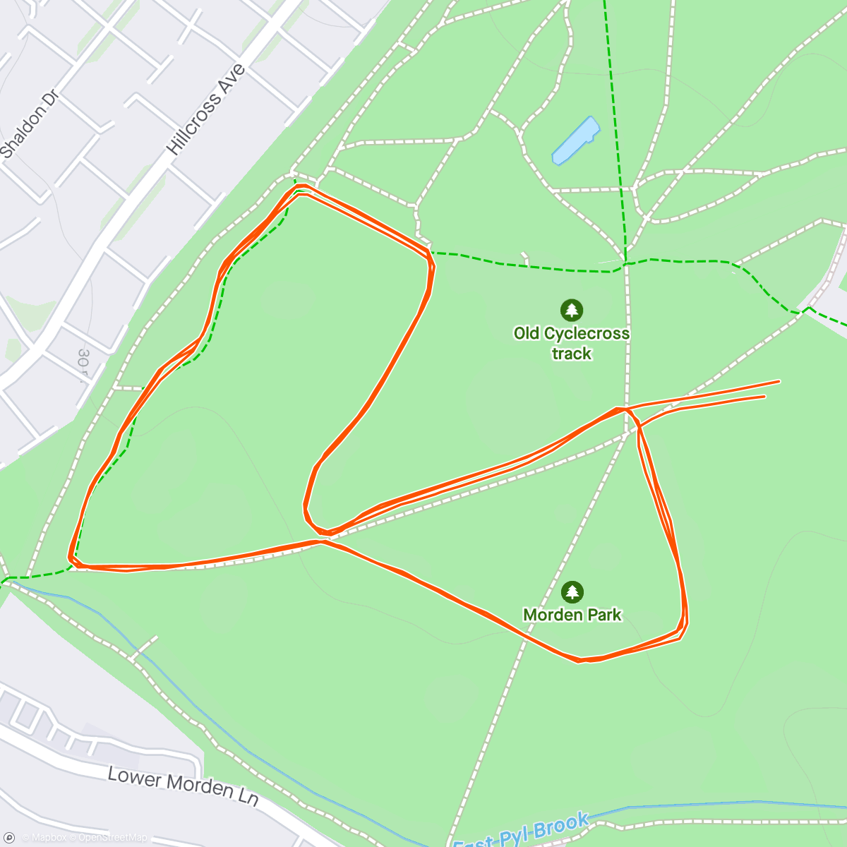 Map of the activity, Morden parkrun