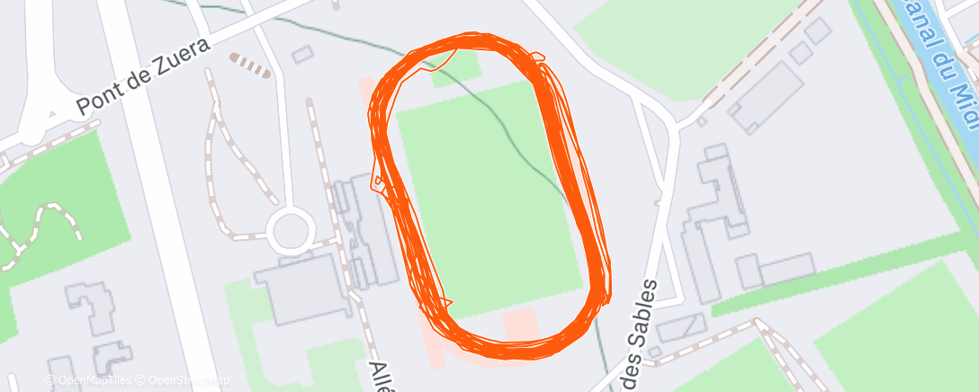 Map of the activity, Test vna + 3×(1000m en 4')