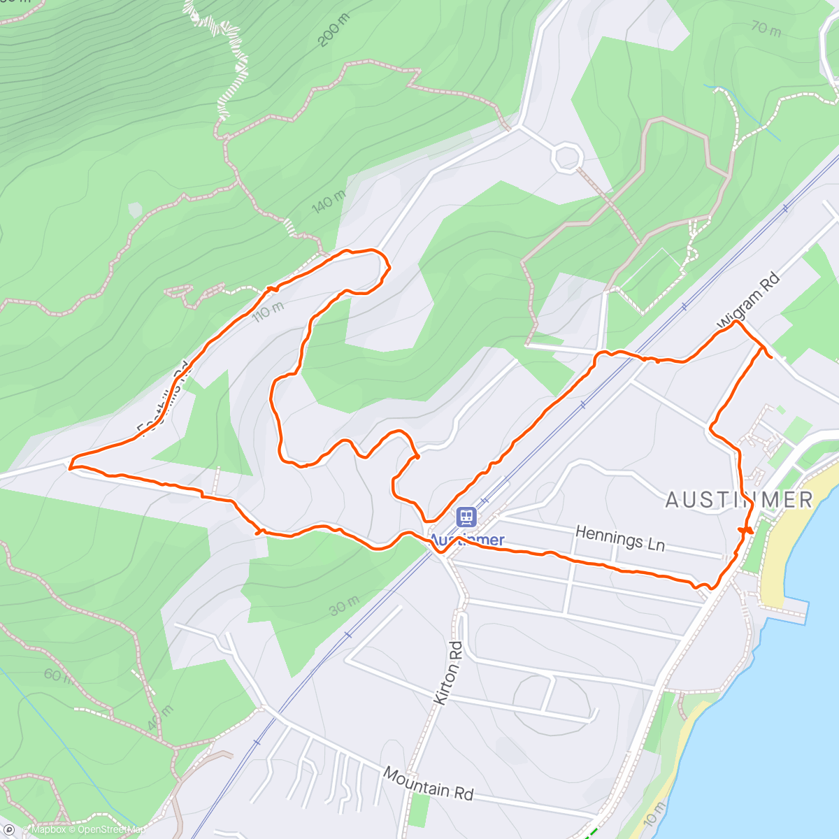 Map of the activity, ANZAC morning Austinmer loop