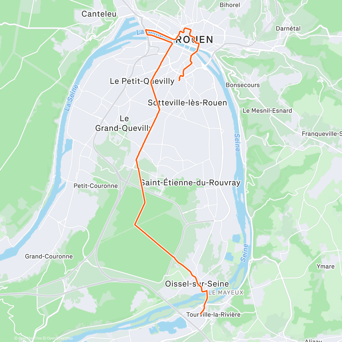 Map of the activity, Course à pied dans l'après-midi