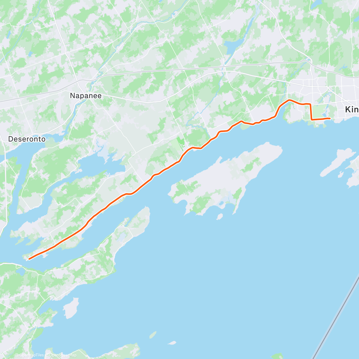 Карта физической активности (ROUVY - Kingston to Glenora | Ontario | Canada)