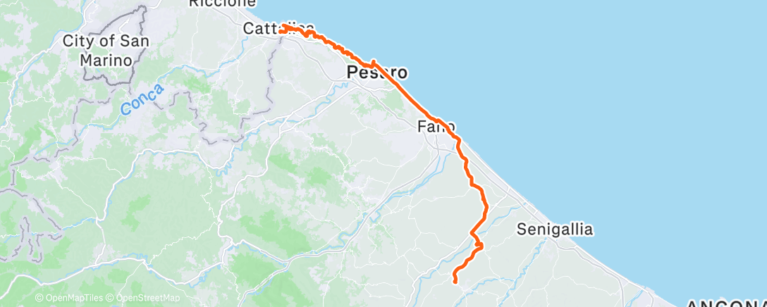 Map of the activity, Pedalata pomeridiana