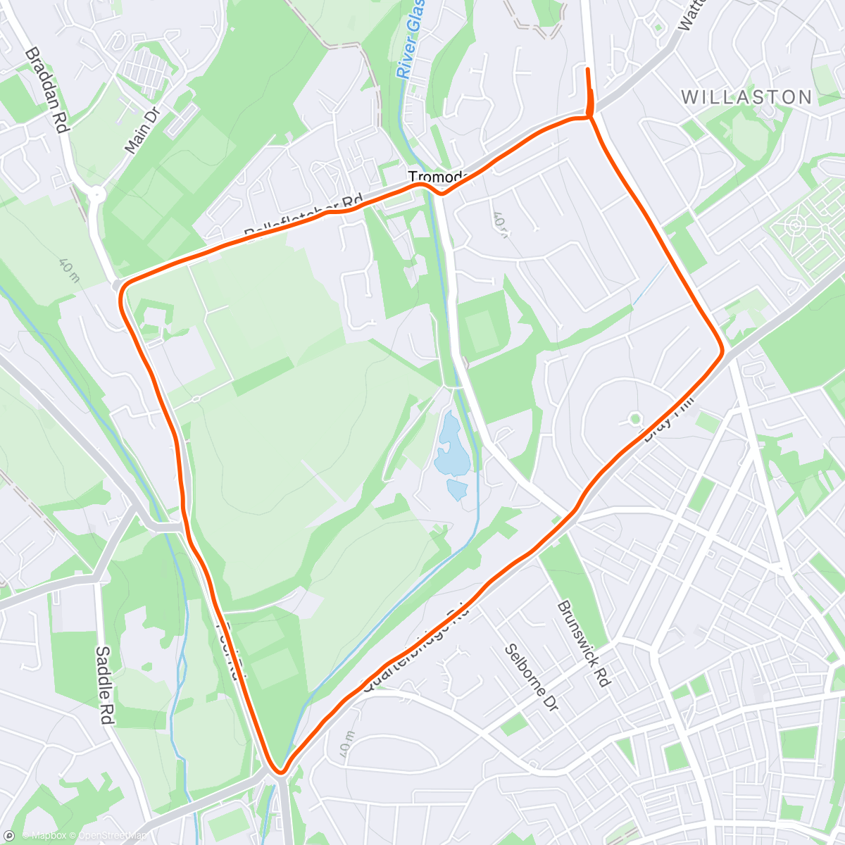 Map of the activity, Afternoon Run