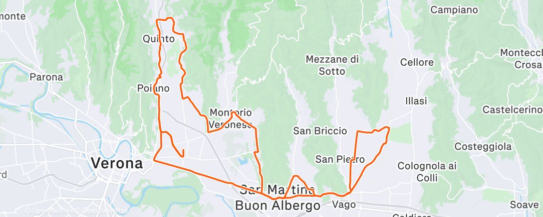 Map of the activity, Pedalata mattutina