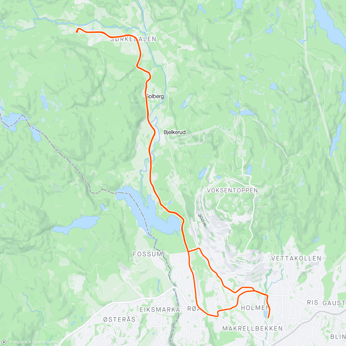 Map of the activity, Morning Ride 3 x Sørkedalen 💚