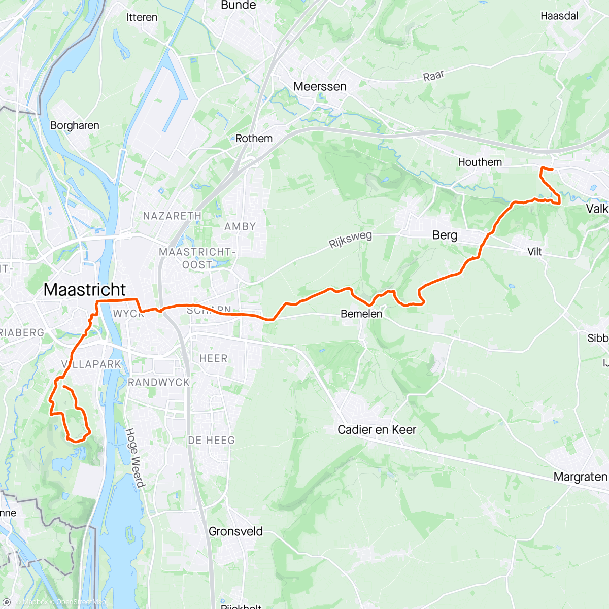 Карта физической активности (Pieterpad 🥾 Valkenburg - Maastricht)