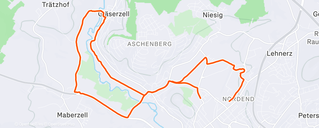 Map of the activity, Afternoon Run
