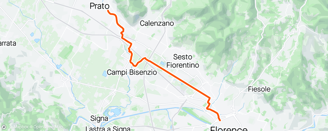 Mapa de la actividad (Prato Centrale - Firenze SMN)