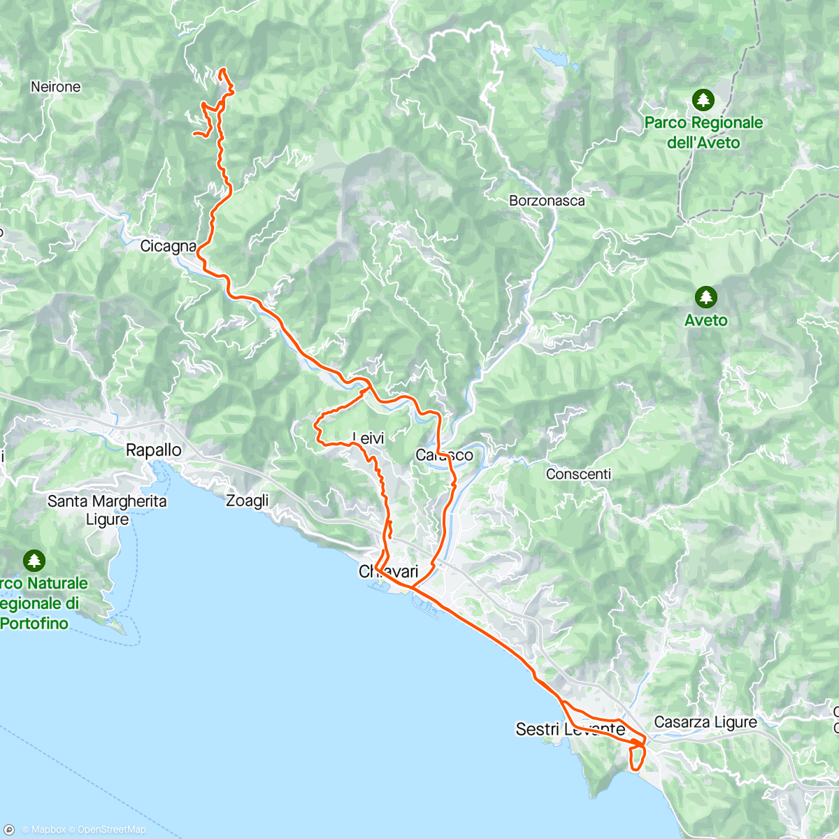 Mapa de la actividad (Tappa del giro d'Italia a Monteghirfo. Bellissima giornata in compagnia.)