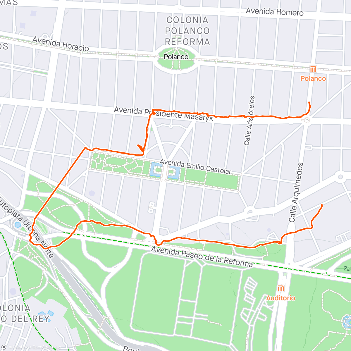 Mapa de la actividad, Caminata por la tarde FYJA de Polanco 🫰🏽🩼