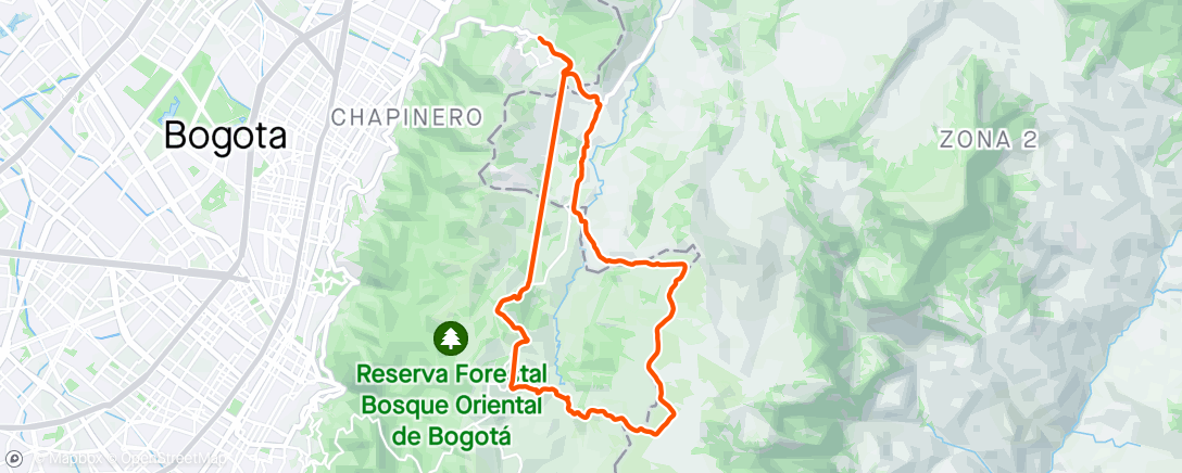 Map of the activity, Vuelta larga al páramo
