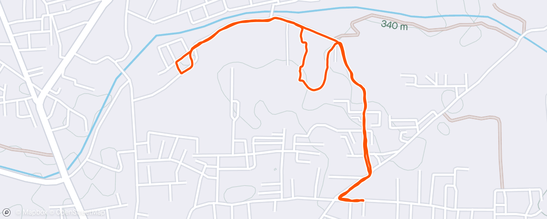 Mapa de la actividad (Morning walk, jogging and pranayam. 
We would be experiencing 44 degrees today🌞🌞☀️☀️🔆🔆🔥☀️)