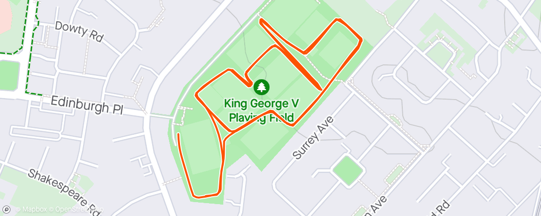 Map of the activity, George V Parkrun for a change