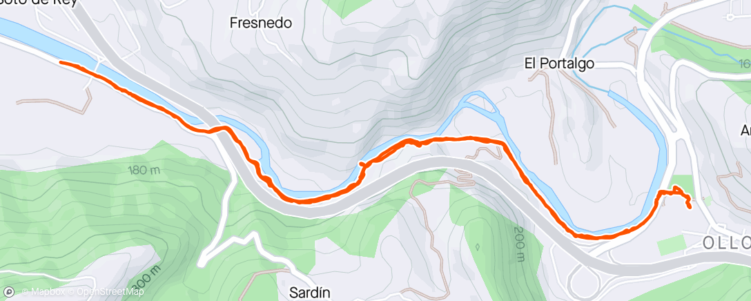 Map of the activity, Paseo por senda del Nalon hasta Olloniego