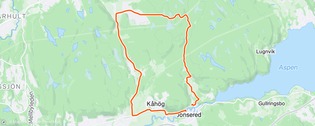 Map of the activity, Gravel Ride i Jonsered och Bokedalen