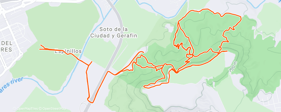 Map of the activity, Bicicleta eléctrica por la tarde