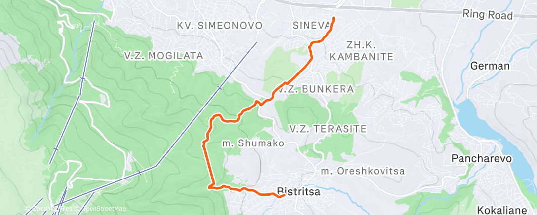 Map of the activity, Morning Hike