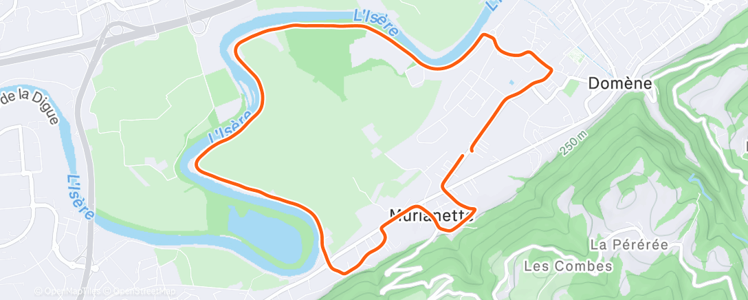 Map of the activity, Course à pied le matin