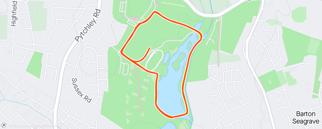 Map of the activity, Kettering Park Run