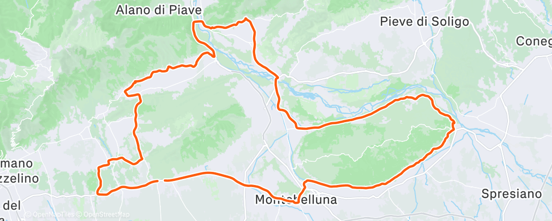 Map of the activity, Pedalata mattutina