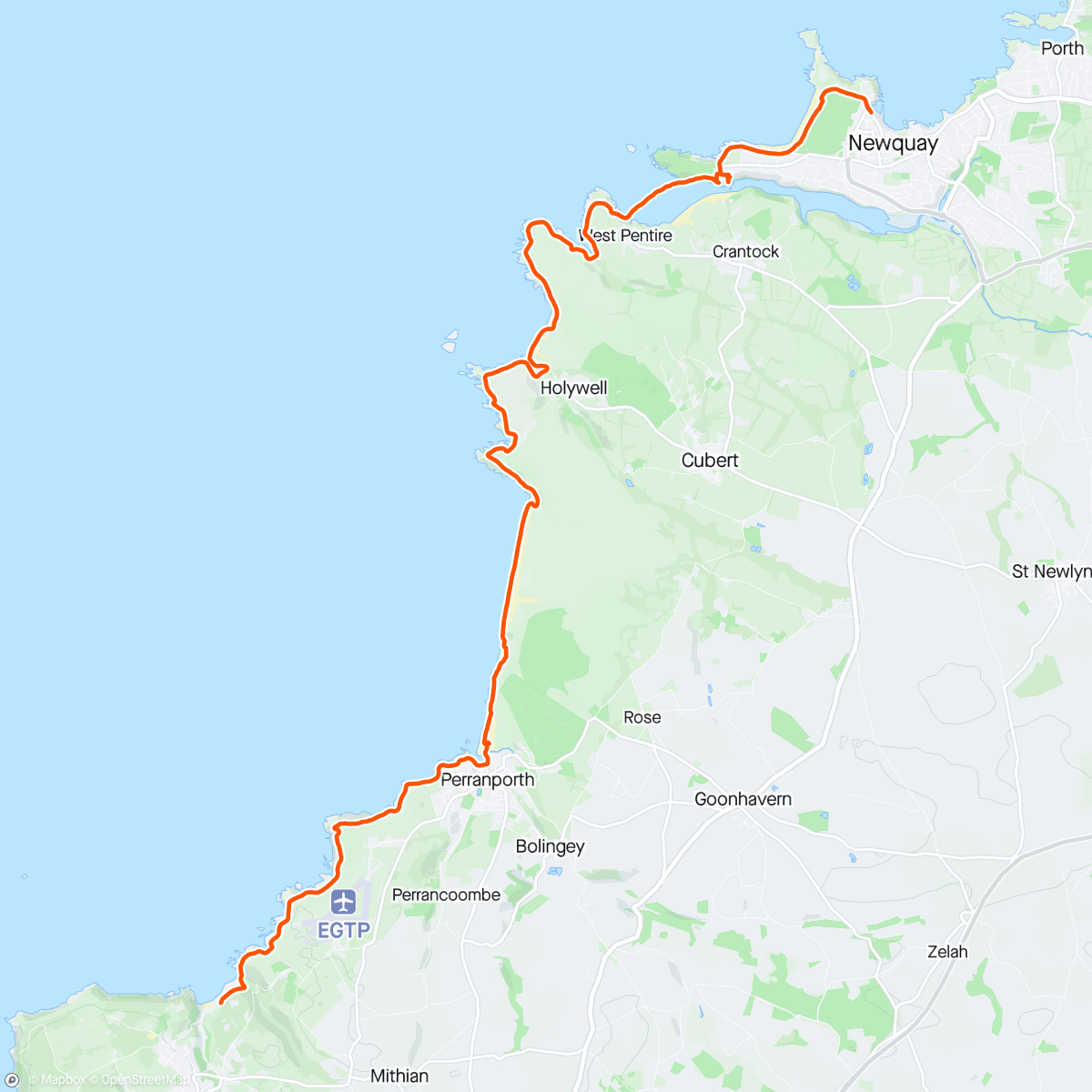 Map of the activity, South West Coast Path: Newquay -> St Agnes