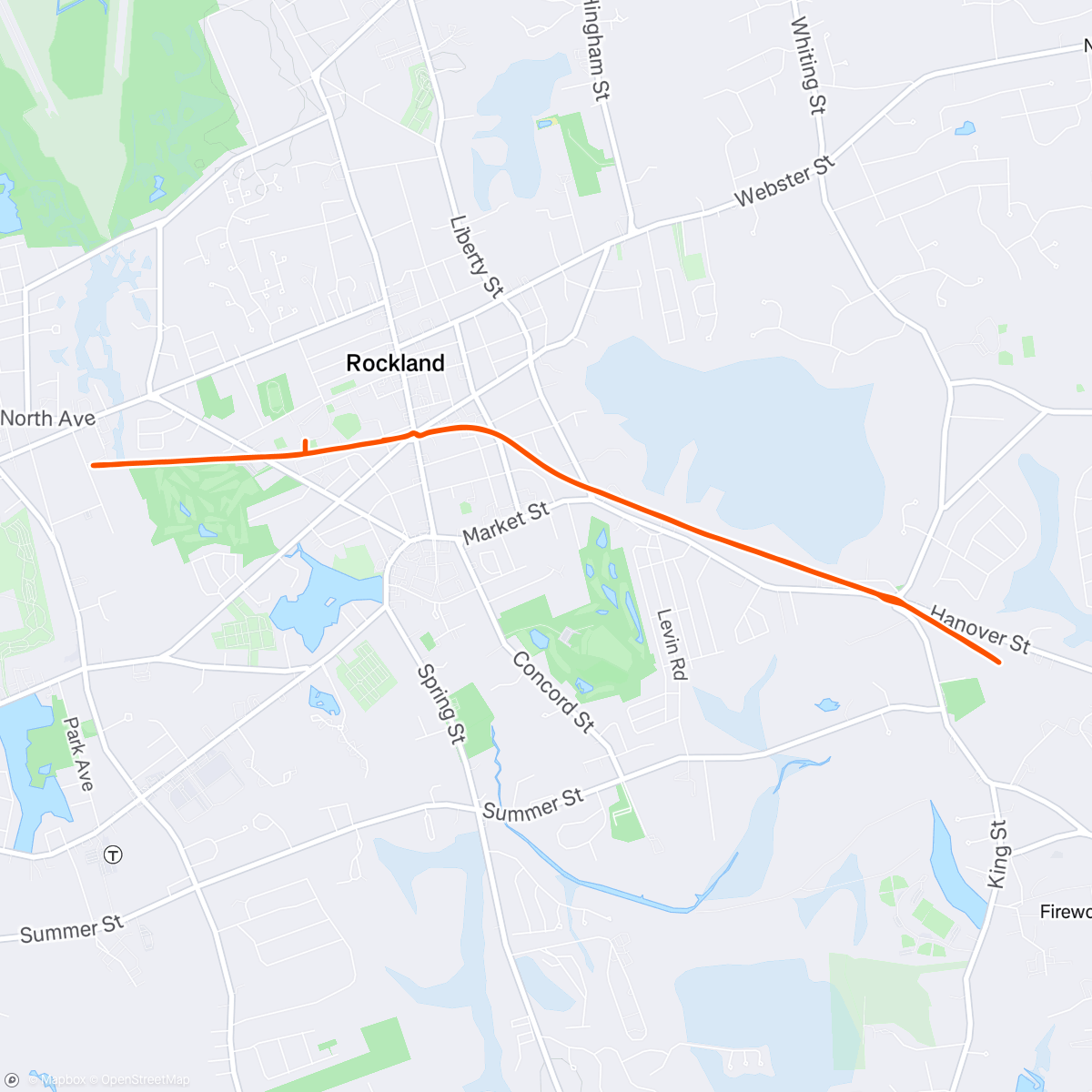 Map of the activity, Rockland rail trail with Hanover extension
