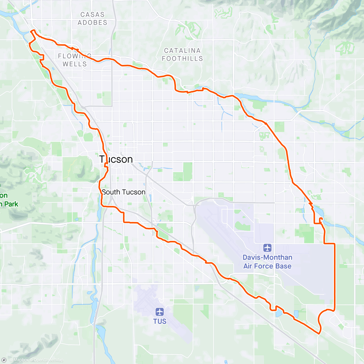 Map of the activity, Entire Loop around Tucson