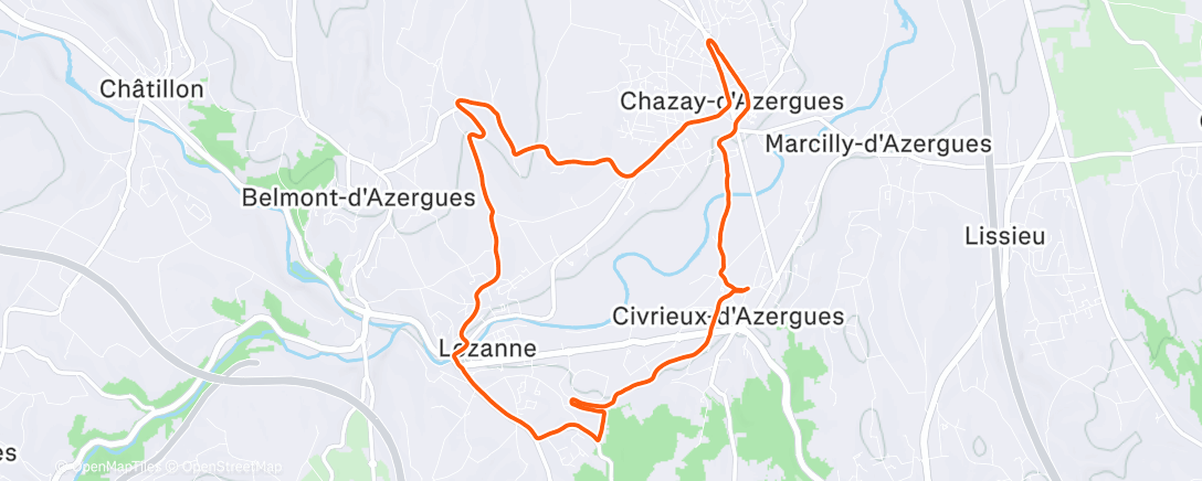 Карта физической активности (Course à pied dans l'après-midi)