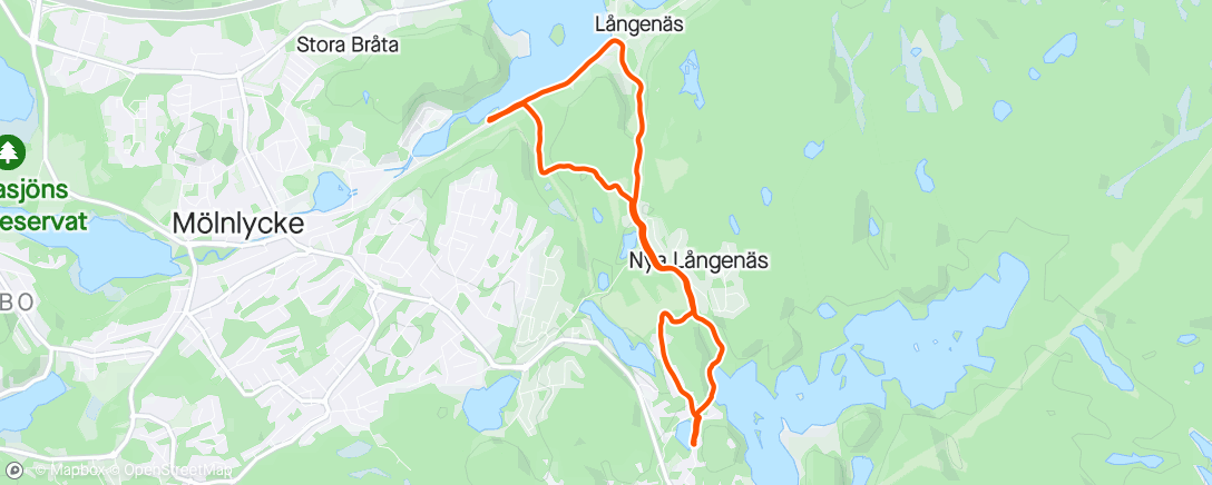 Map of the activity, Mölnlyckeskogarna med pappa
