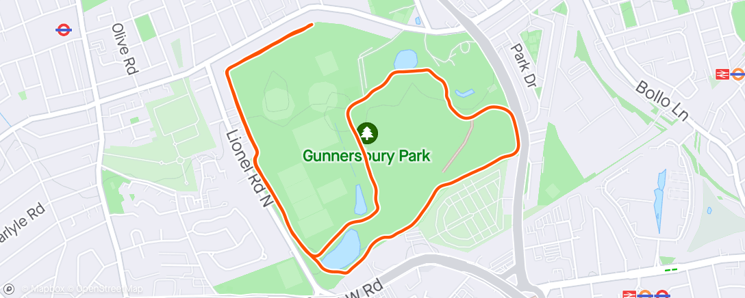 Map of the activity, Gunnersbury parkrun
