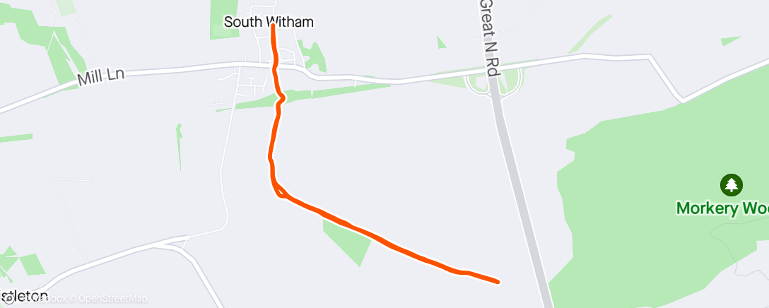 Map of the activity, South Witham <> A1 (Great North Road) #2024/01