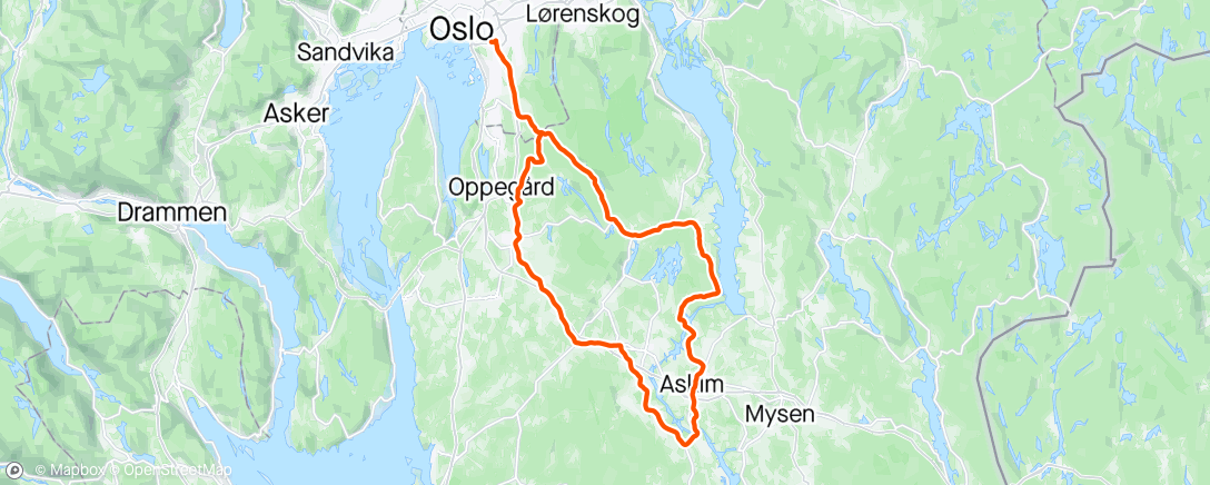 Map of the activity, Lyseren - Solbergfoss - Vamma - Spydeberg - Ski