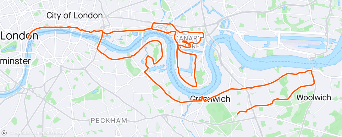 Map of the activity, First Marathon - London Marathon 2024