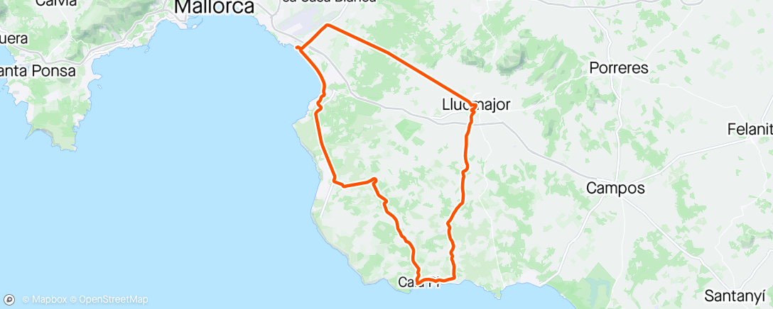 Map of the activity, Lunch tur til Cala Pi med Anne