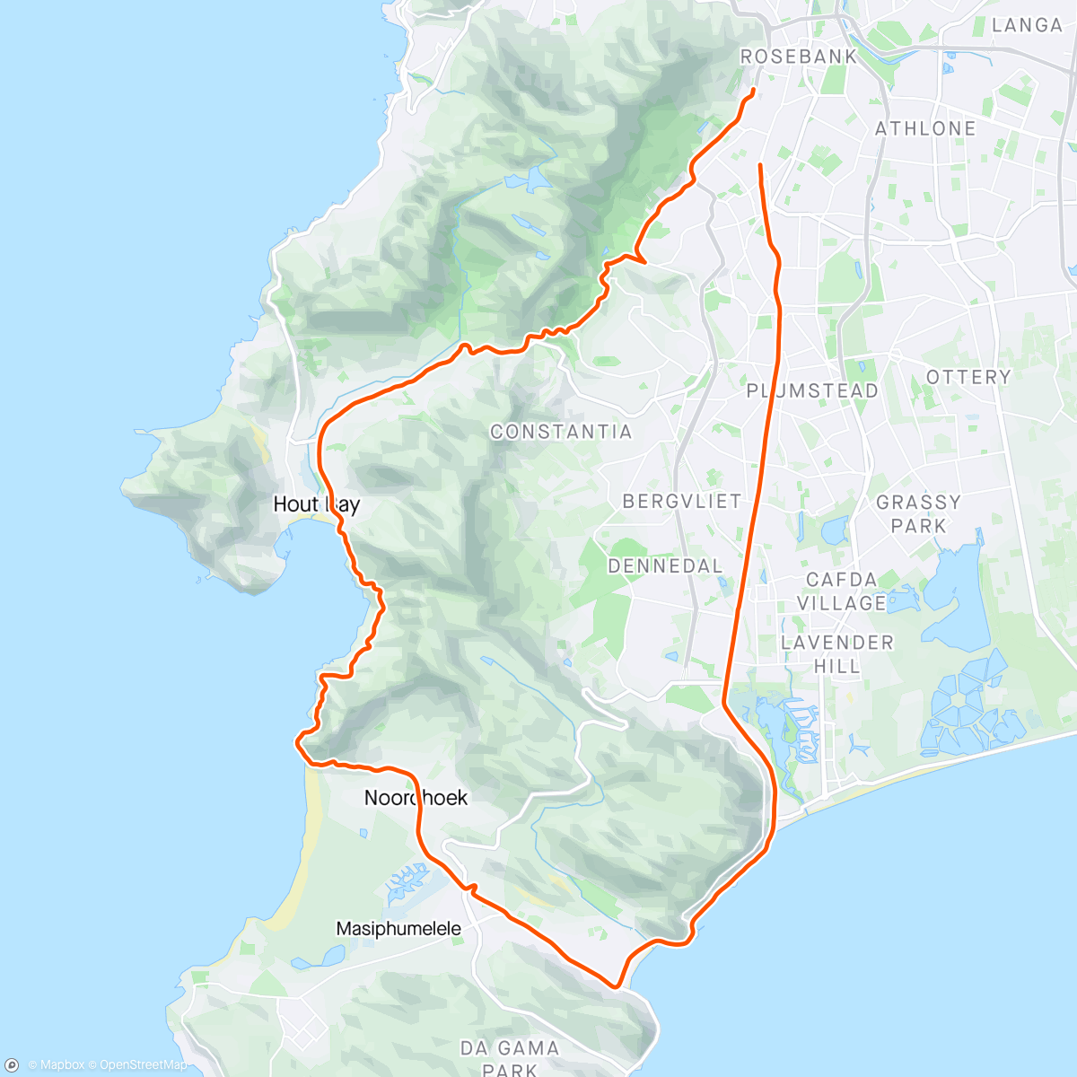 Map of the activity, Two oceans Ultra (maiden)