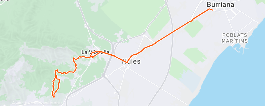 Map of the activity, Bicicleta de gravilla por la tarde