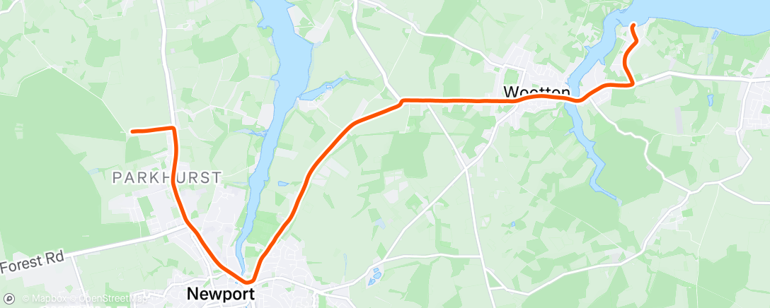 Map of the activity, Morning Ride on MTB to ferry.