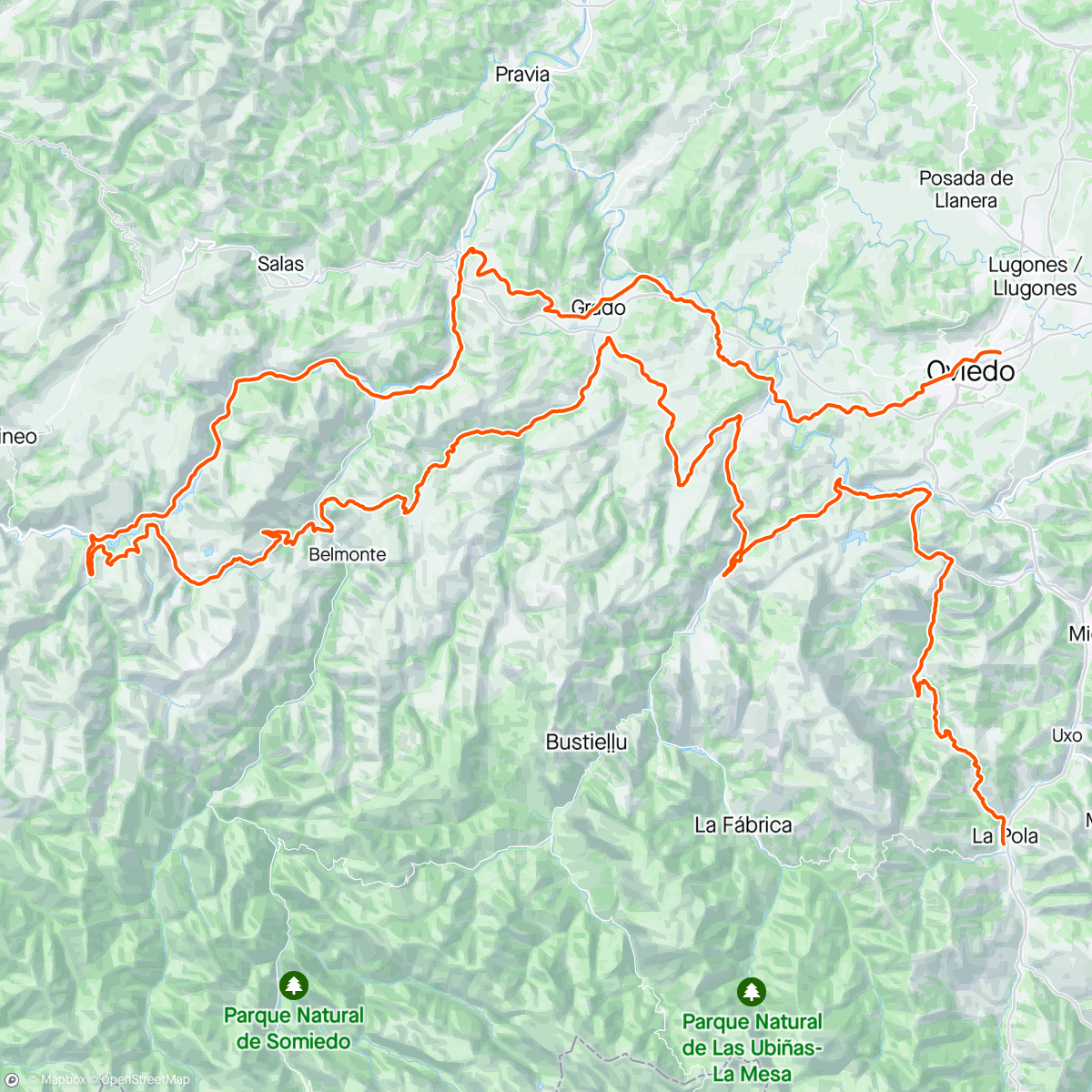 Mapa da atividade, 1/3 Vuelta Asturias 6 en meta